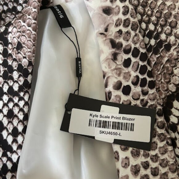 Venti 6 | Kyle Scale Print Blazer | Snakeskin Neutral Tones | Size L | NWT - Picture 3 of 4